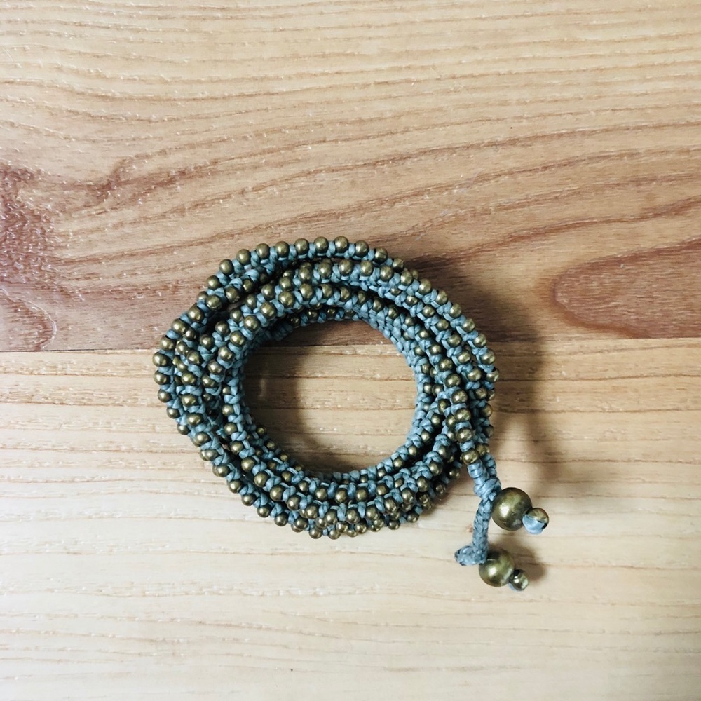 Jade Beaded Brass Handmade Wrap Bracelet